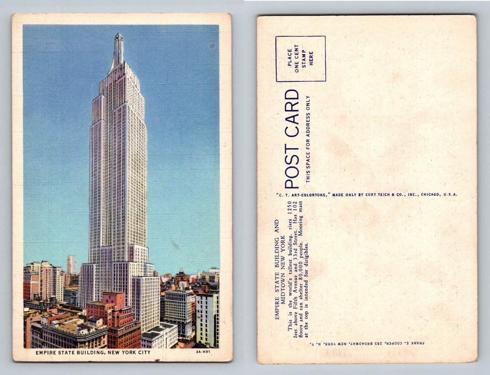 New York City NY, Empire State Building Vintage Postcard