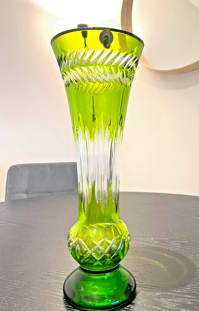 Waterford Fleurology Amy Light Green Vase 13.8 Inches Rarely Used with Original Box