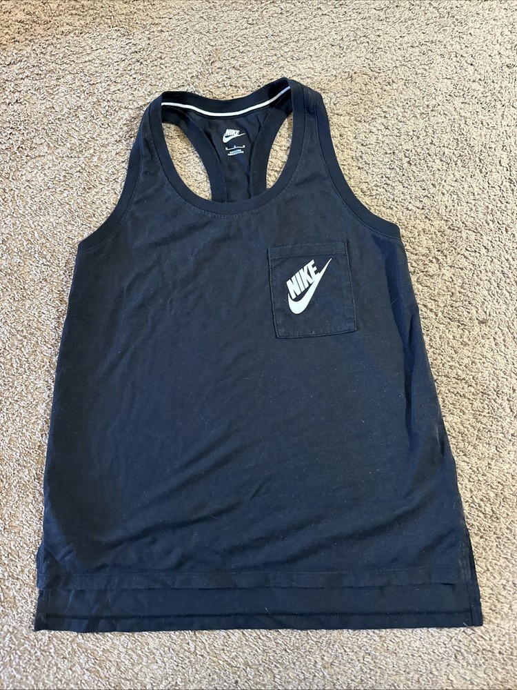 Nike Womens Black Racerback Tank Top Gym Size Medium Workout Outdoor Run