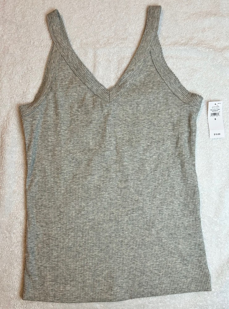 GAP Brand Women's Tank Top Light Grey Heather, Snug, Size Small