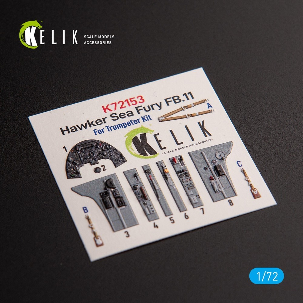 Hawker Sea Fury FB.11. Interior 3D Decals (for Trumpeter) 1:72 KeliK K72153