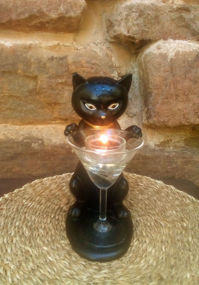 Yankee Candle Co Halloween Gato Negro Fishtini Soporte de Luz de Té Amante de los Gatos Adorable