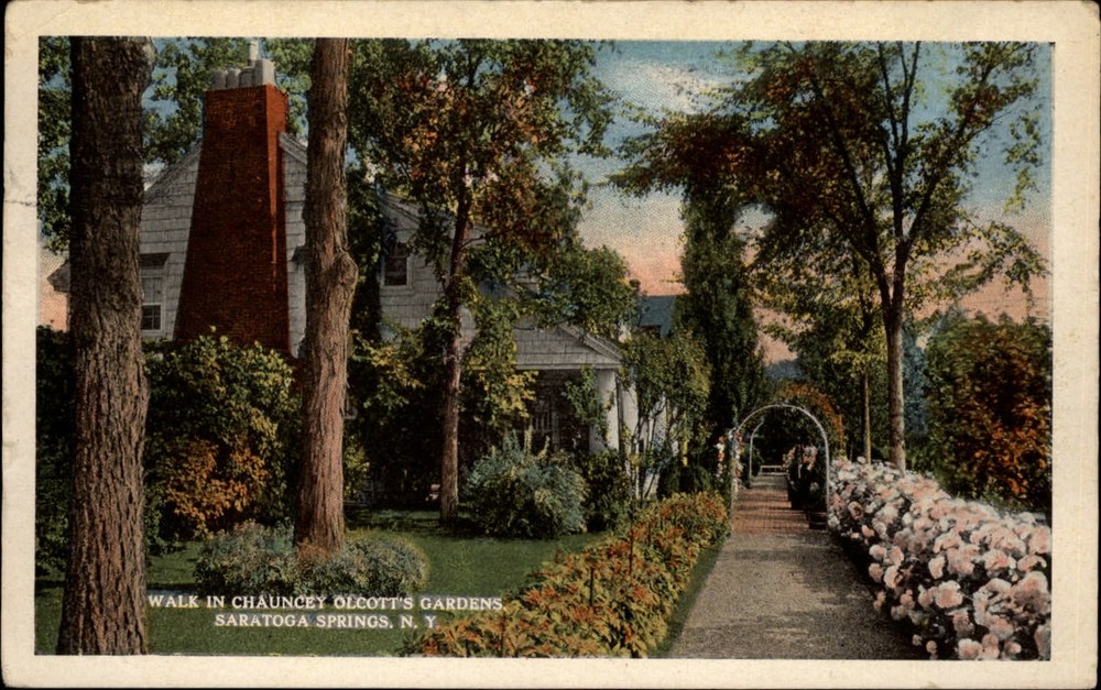 Chauncey Olcott's Gardens Saratoga Springs New York ~ 1919 vintage postcard