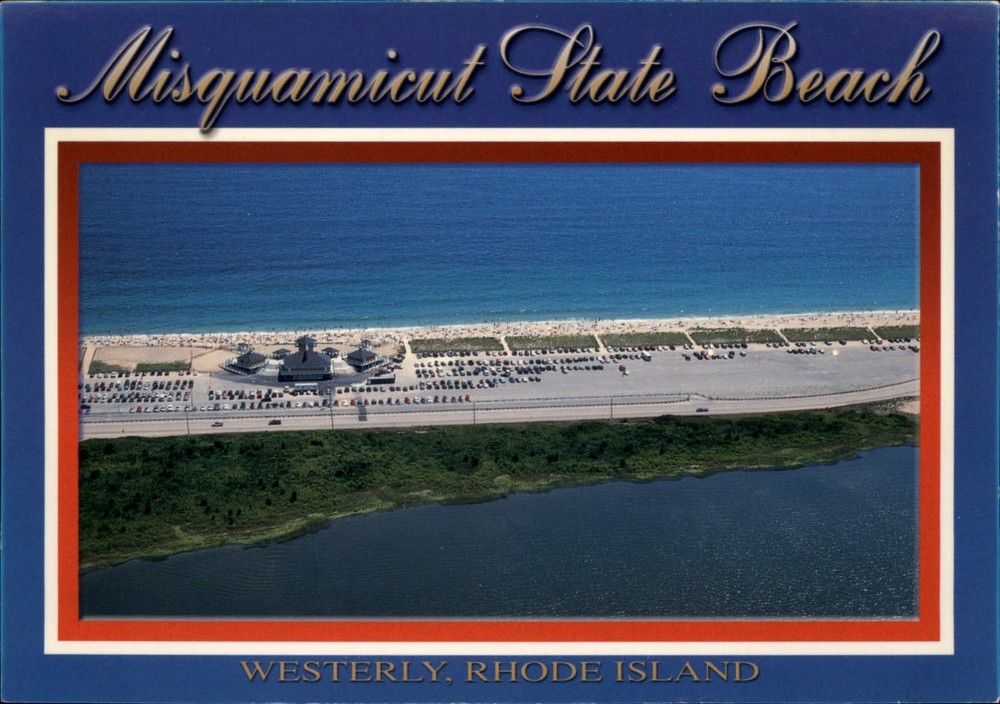 Westerly Rhode Island Misquamicut State Beach aerial view vintage postcard