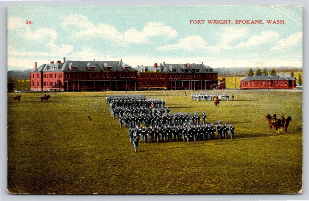 Spokane Washington~Soldiers @ Fort Wright~Vintage Postcard