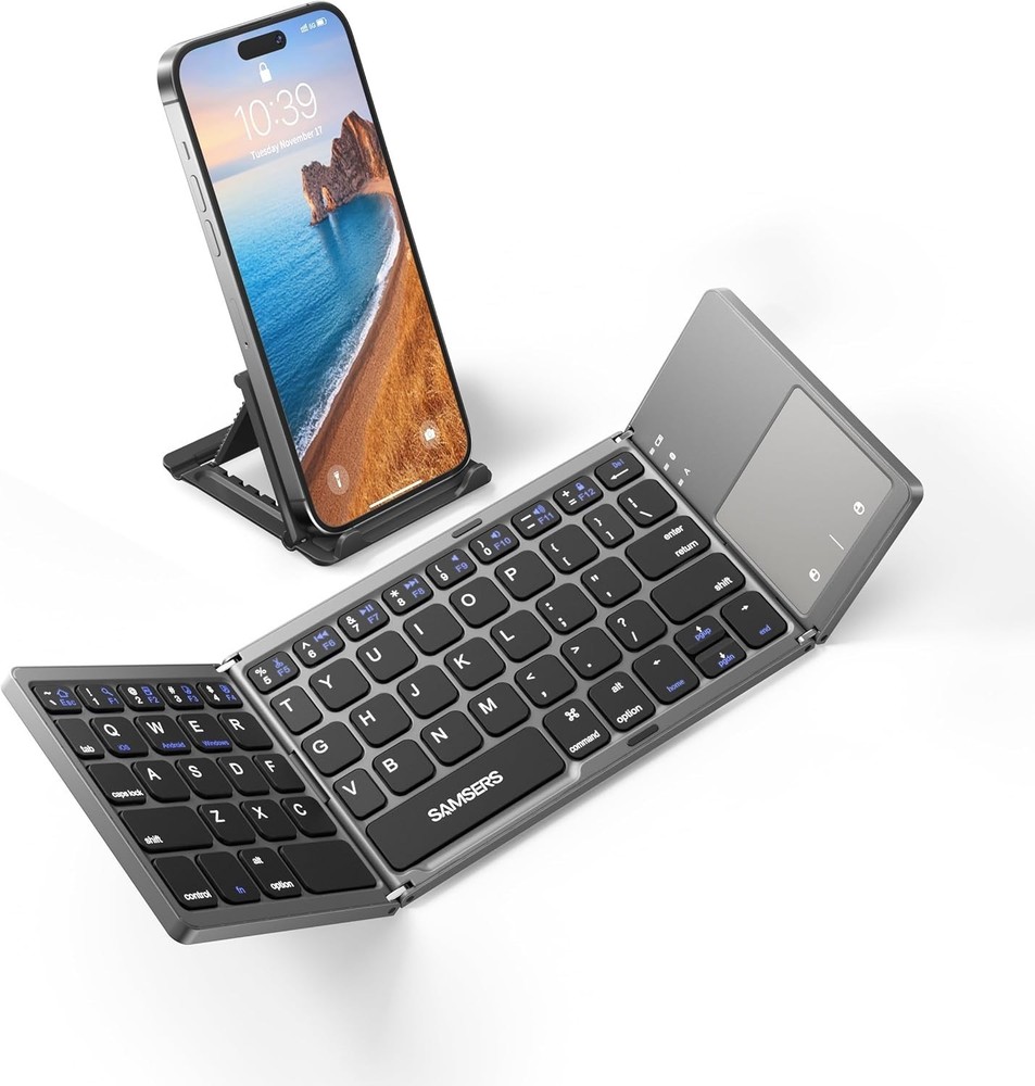Foldable Bluetooth Keyboard with Touchpad - Samsers Portable Wireless Keyboard for Smartphones Tablets Laptops