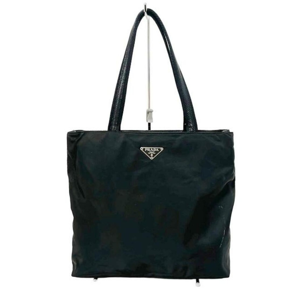 RARE Prada Black Nylon Leather Tote Bag B9713