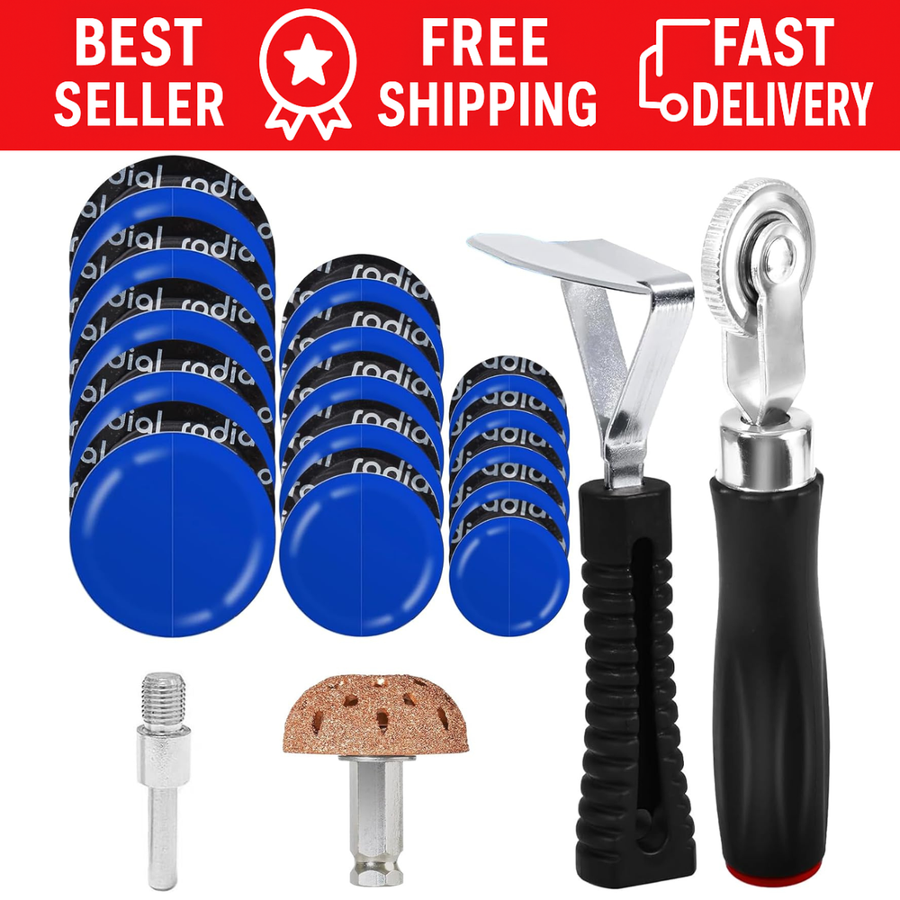 35Pcs Tire Repair Patch Kit Heavy Duty, Tire Patches 32/45/58mm Tire Repa