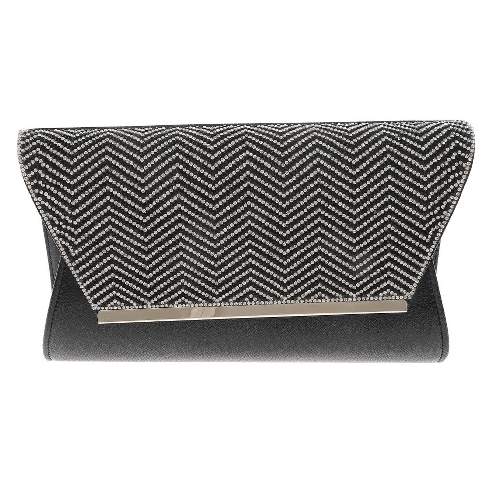 Fashion Black Faux Leather Evening Bag With Rhinestone PDP026-BLK