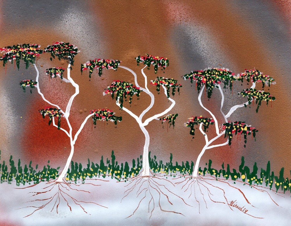 SurrealTrees Painting Original Art with foliage signed by artist Jason Girard.