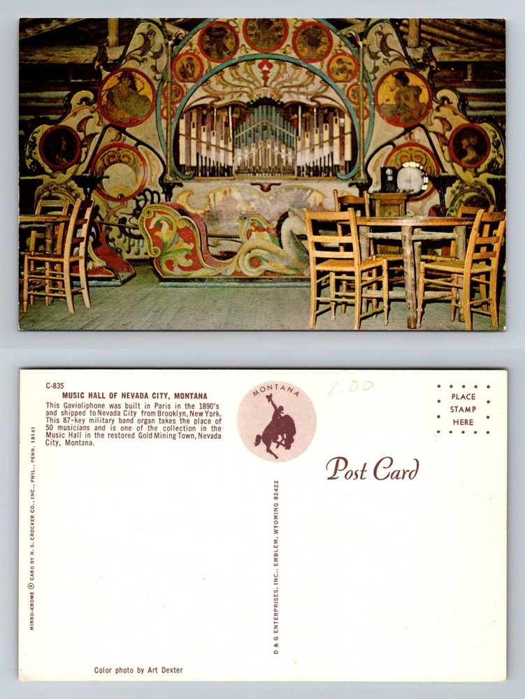 Nevada City, MT-Montana, Music Hall Gavioli Band Organ Interior Vintage Postcard