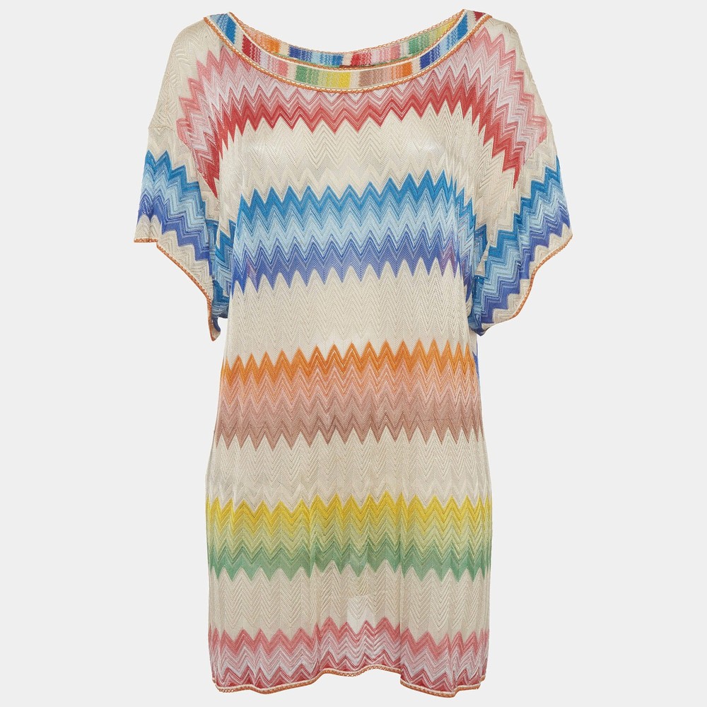 Missoni Mare Multicolor ZigZag Knit CoverUp Dress S