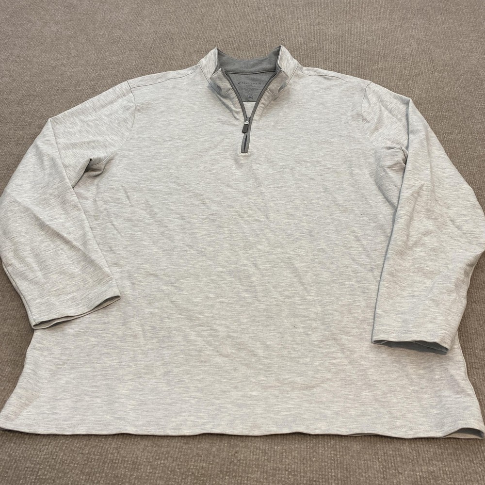 Mizzen+Main Pullover Shirt Mens XL Altered Sleeves Gray Quarter Zip Stretch