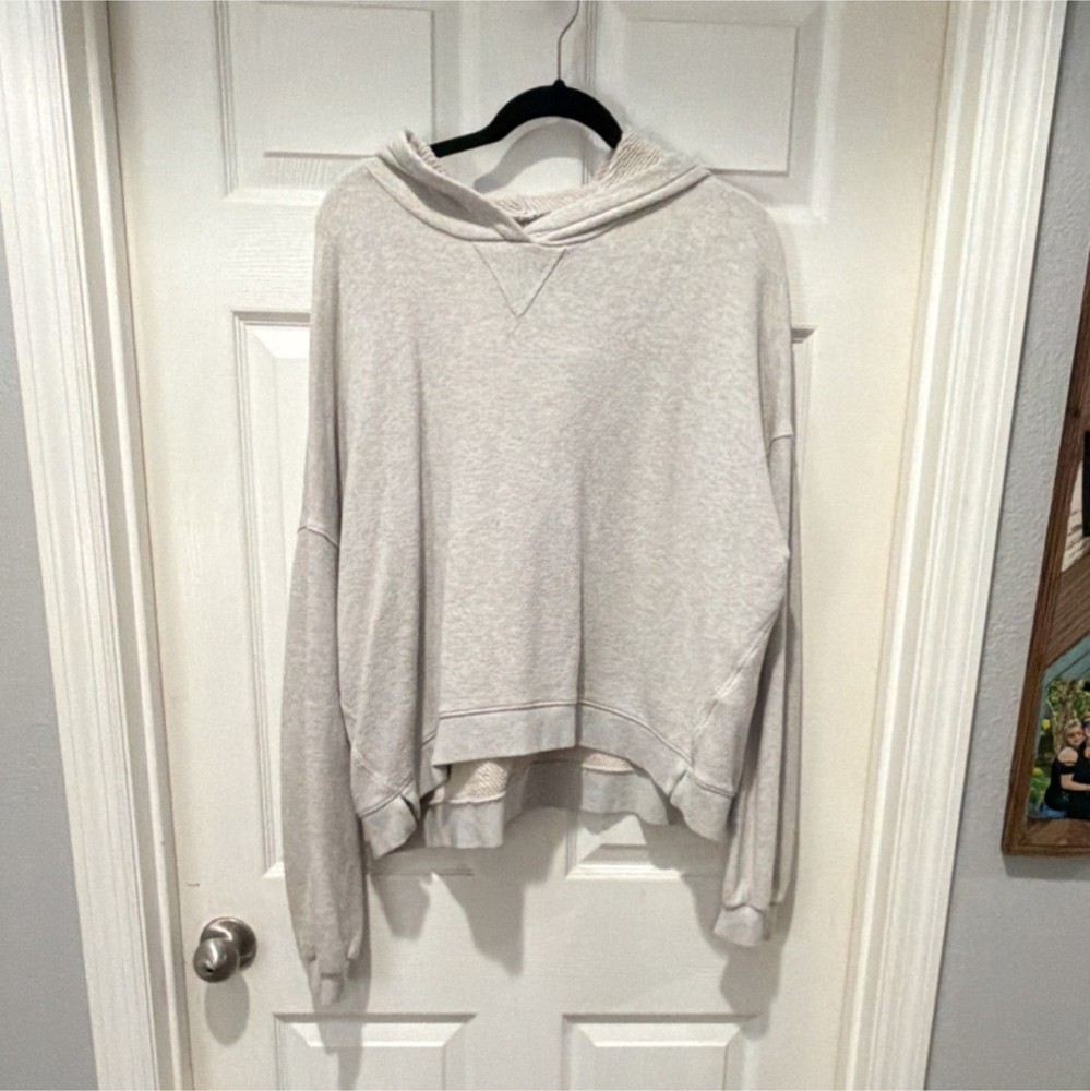 Madewell MWL Beige Knit Pullover Hoodie Women's XXL Cotton Long Sleeve
