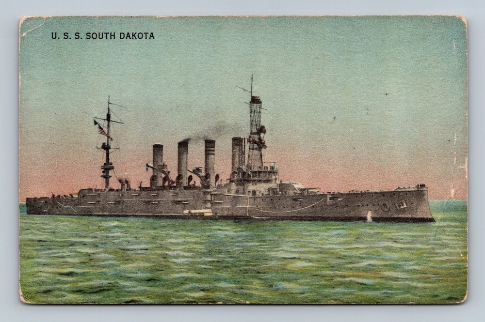 Vintage USS South Dakota Battleship Postcard Enrique Muller Series 2