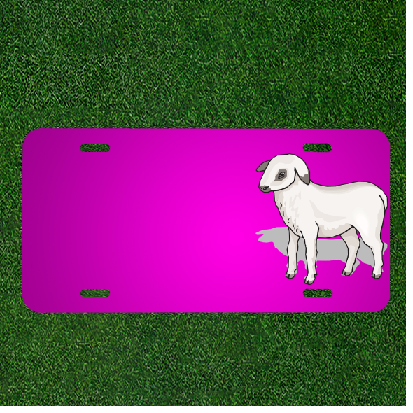 Custom Personalized Car License Plate With Add Names To Shadow Standing Lamb