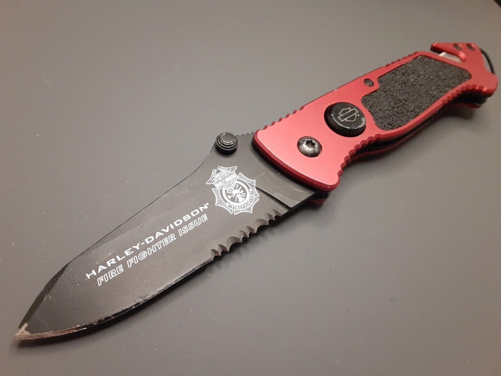 2003 United Cutlery Harley Davidson Fire Fighter USA Made Folding Pocket Knife