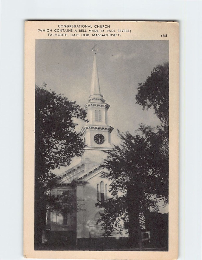 Postcard Congregational Church Falmouth Cape Cod Massachusetts USA