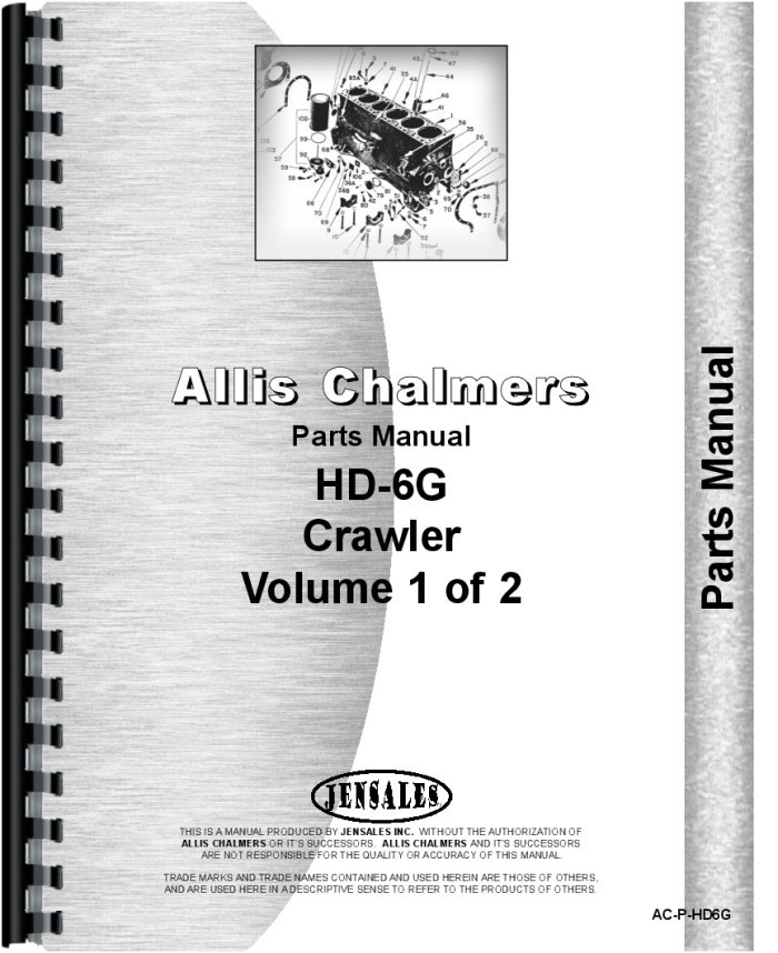 Allis Chalmers HD6G Crawler TS-6 Tractor Shovel Parts Manual AC-P-HD6G