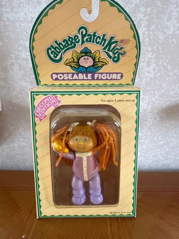Cabbage Patch Kids 2nd Edition 3.5” Poseable Red Pigtails W/ Teddy Bear 1985