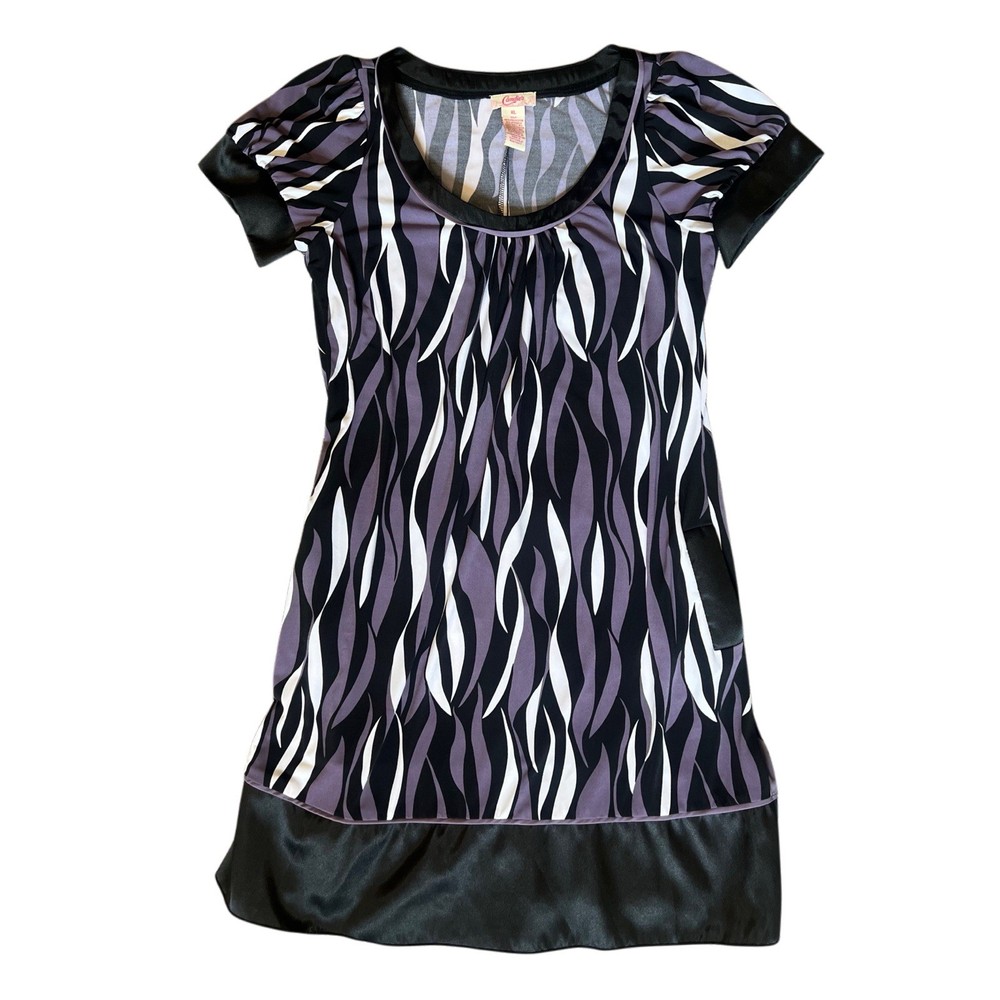 Candie's Y2K Purple Black White Abstract Scoop Neck Dress Size Small