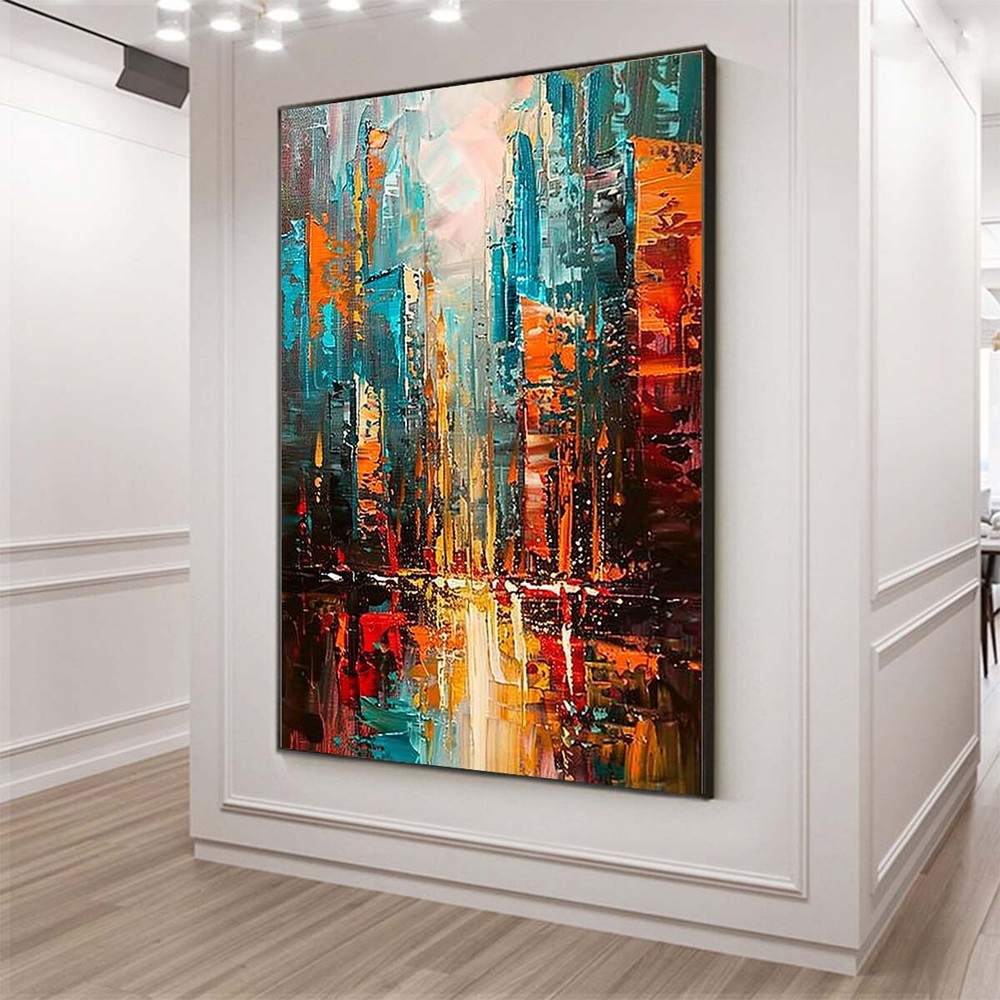 original Handpainted Knife Oil Painting On Canvas city Home Decoration wall #021