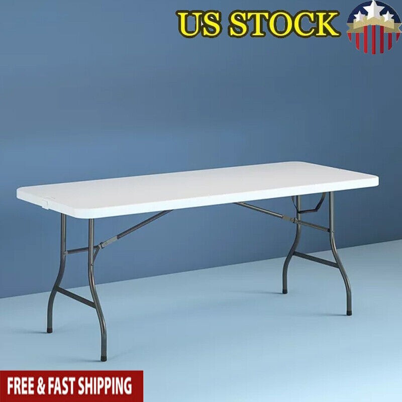 8ft Heavy Duty Folding Table with Waterproof Top and Steel Frame