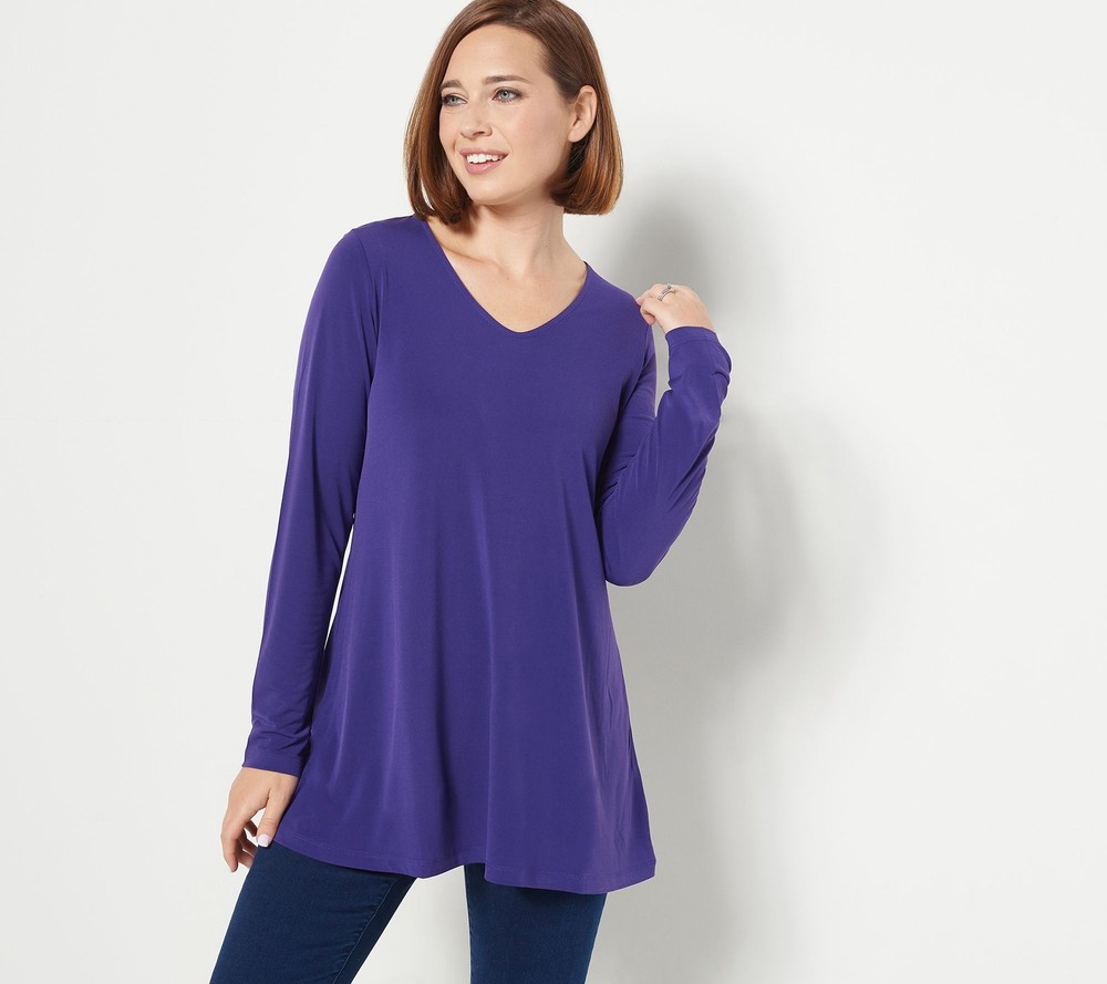 Susan Graver Women's Top Sz XL Essentials Liquid Knit Tunic Purple A463114