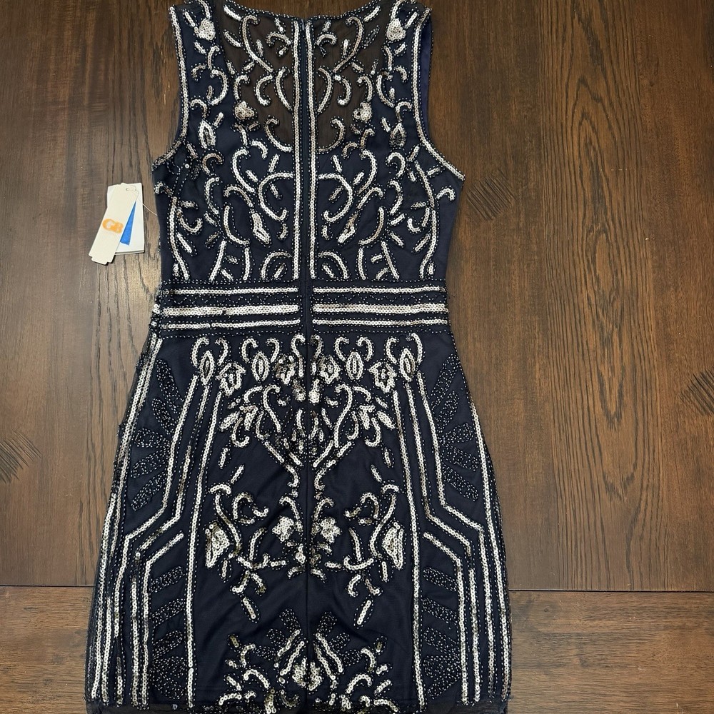 Gib NWT Blue Sequin Mini Dress Women's Size Large Special Occasion Club Party