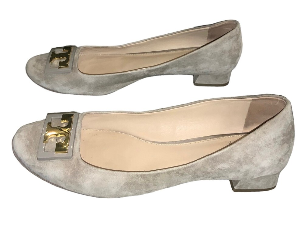 Tory Burch GIGI Tan Suede Round Toe Block Low Heel Pumps Size 10.5