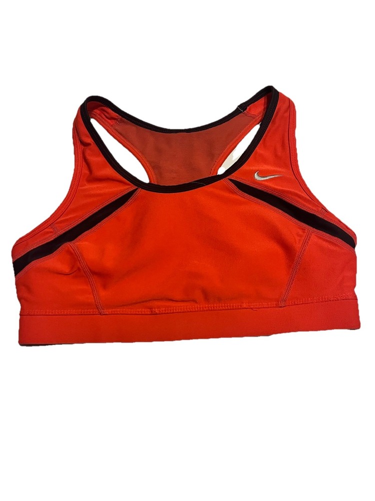 Nike Dry Fit Racerback Racer Back Orange & Black Lined Sports Bra Sz Small