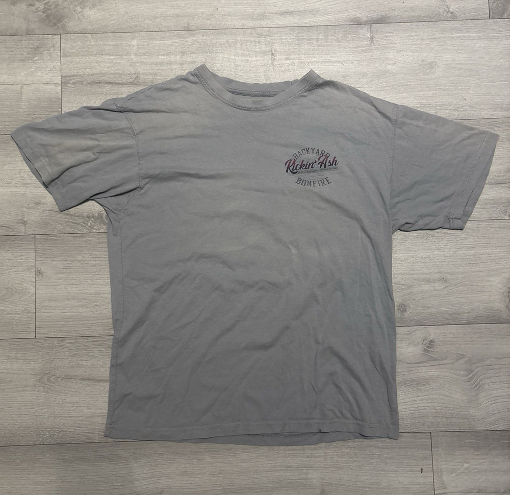 Newport Blue Gray Graphic Print Cotton Crew Neck T-Shirt Men’s L Bonfire