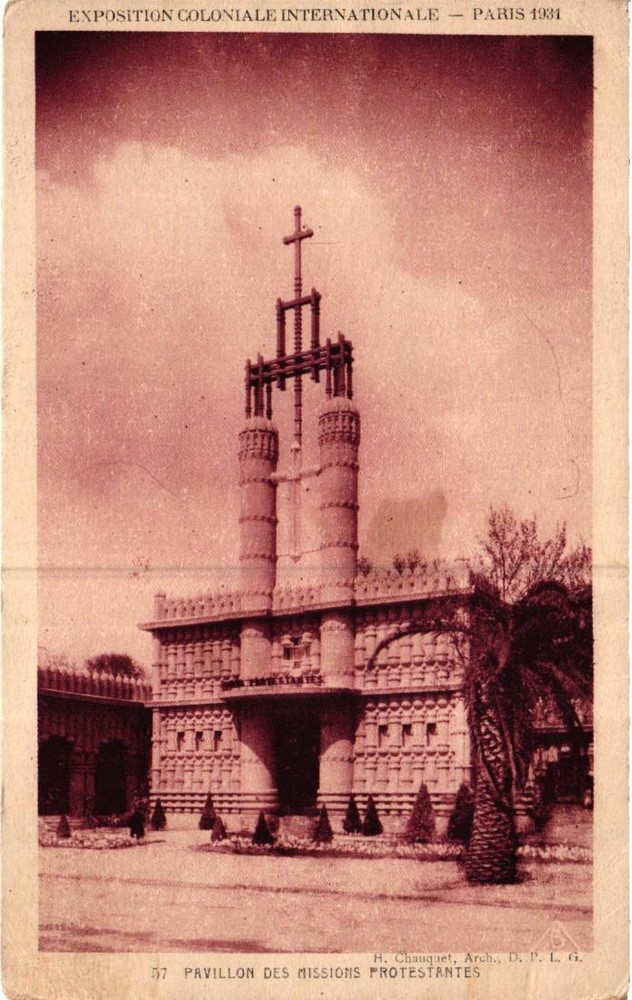 Paris 1931 Colonial Exposition - Protestant Mission Pavilion - old postcard
