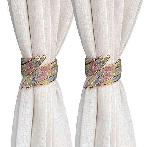 2-Pack No-Punch Alloy Spring Curtain Tiebacks in Vibrant Metal Colors