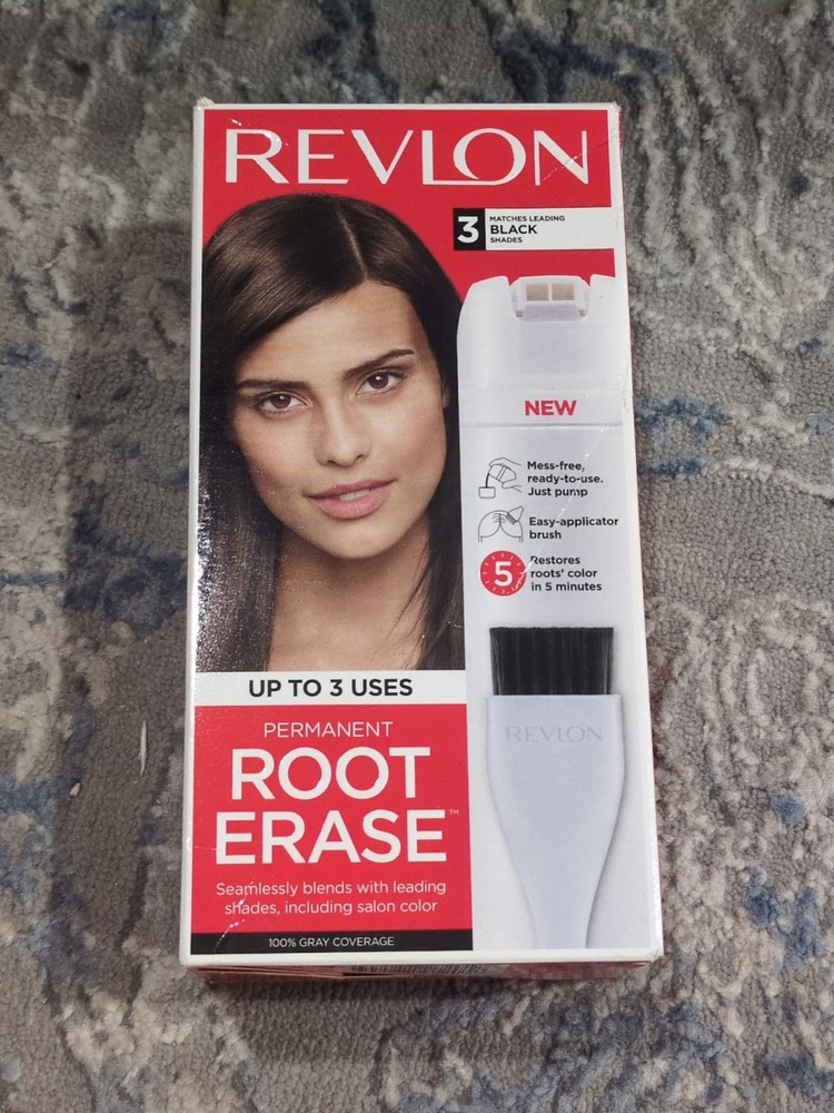Revlon Root Erase #3 Black Permanent Hair Color Dye Touch Up, Sealed*SEE PHOTOS*