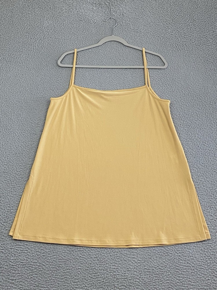 Sympli Tank Top Marigold Size 16 Side Slits Stretch Coastal Lagenlook Flowy EXC