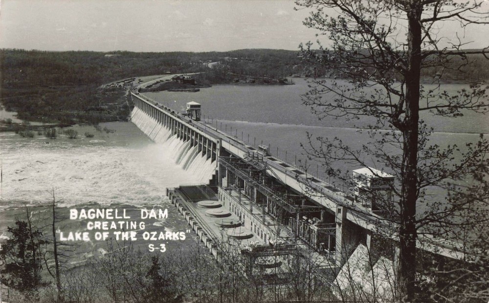 Bagnell Dam Creating Lake of the Ozarks Missouri c1940 Real Photo RPPC