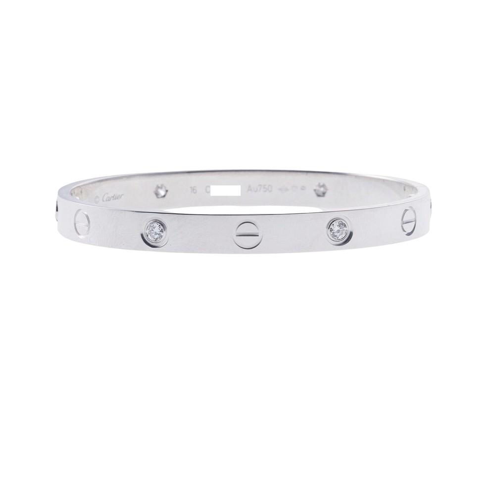Cartier Love White Gold Diamond Bracelet Size 16