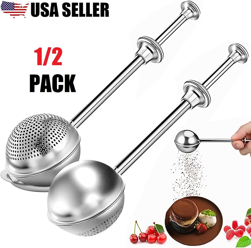 2×Flour Duster For Baking Stainless Steel Powdered Sugar Shaker Dust Tool Sifter