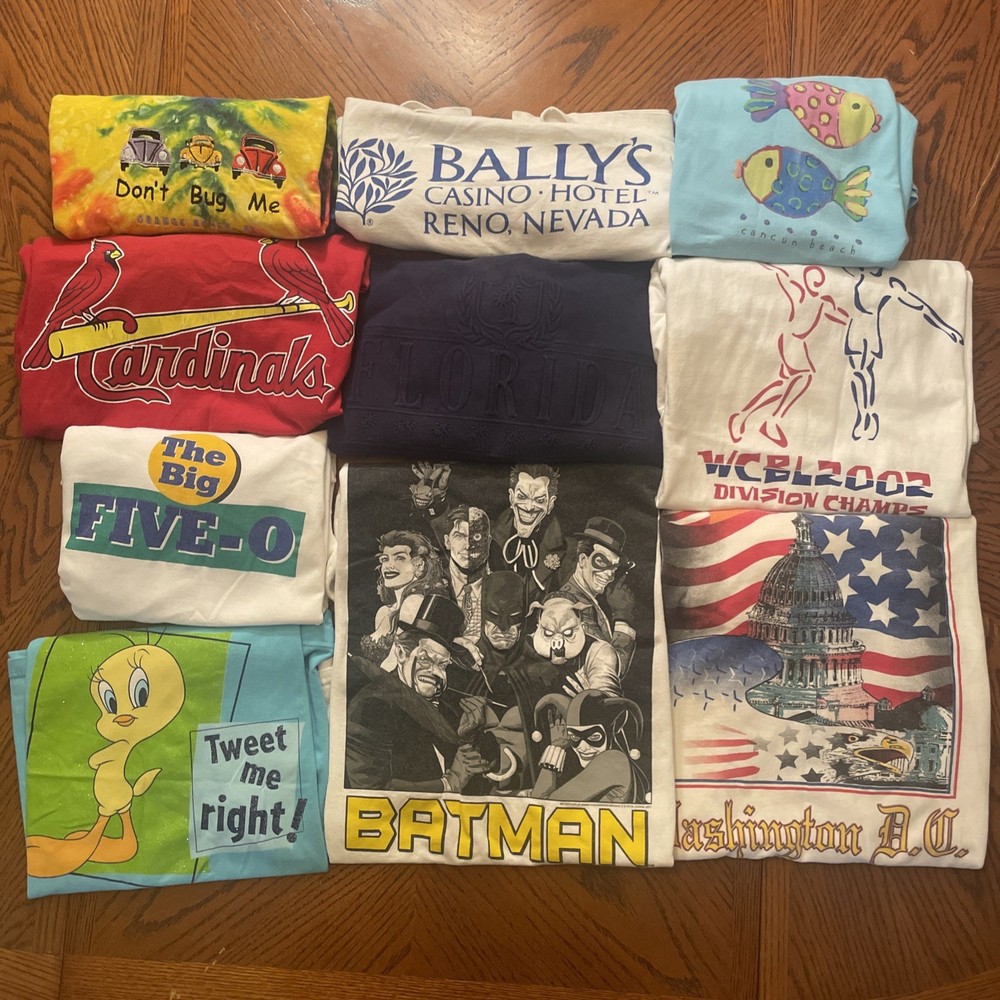 Vintage T-Shirt Lot Of 10 80s 90s Y2K Travel Cars Casino Sports