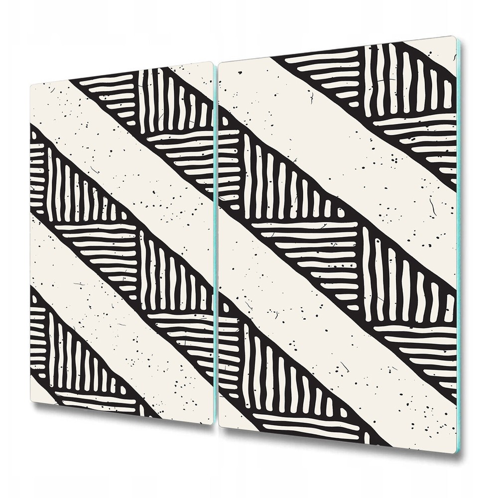 Glass Worktop Kitchen Chopping Board B&W Ethnic Simple Minimalistic 2x30x52