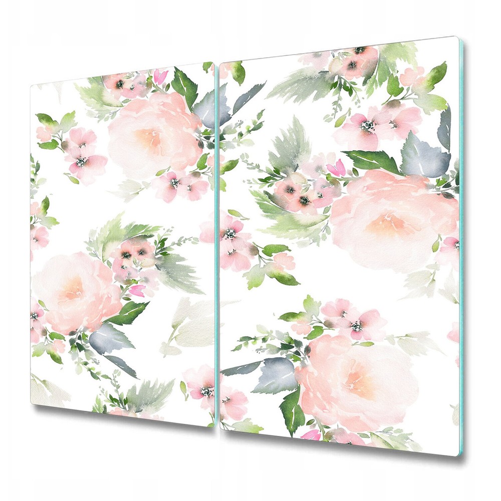 Serving Chopping Cutting Board Glass Cover Flowers | Bright Botanic | 2x30x52
