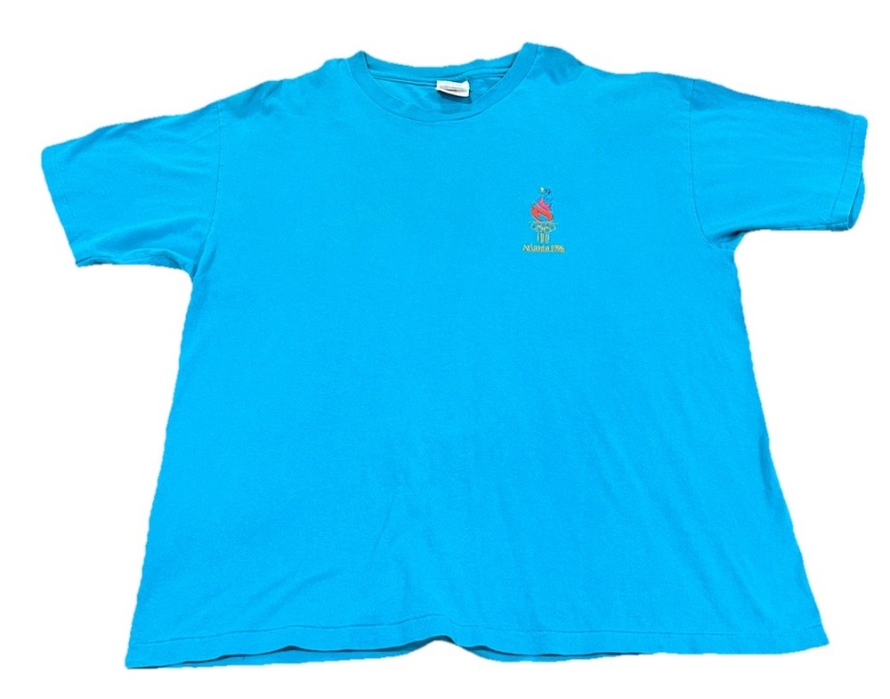 Vintage Atlanta 1996 Olympics T Shirt turquoise Mens XL Embroidered