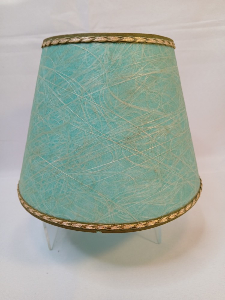Vintage MCM Fiberglass Accent Size Lamp Shade Atomic Spaghetti Aqua/Turquoise