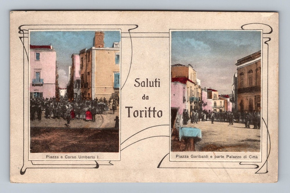 Italy- Toritto Greetings City Views Standard Post PC Old Card Vintage Postcard