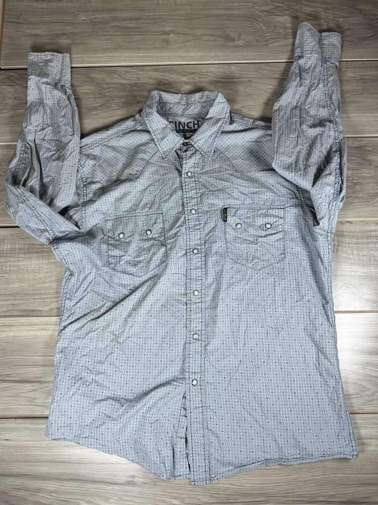 Cinch Shirt Men’s Xl Modern Fit Blue  Pearl Snap Western Cowboy Long Sleeve