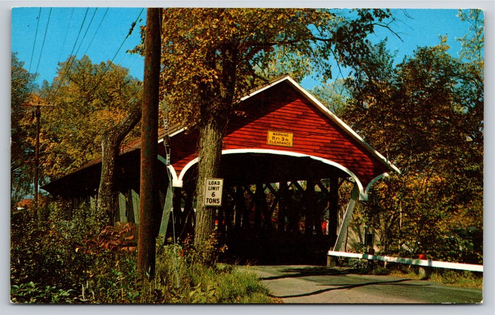 Lancaster NH~Mechanic Street Covered Bridge Over Israel River~Vintage Postcard