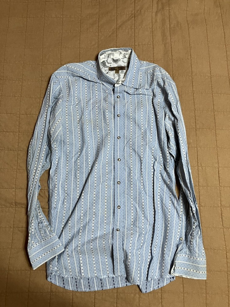 Blue Pronto Uomo Mens Size XL Snap Western Paisley Cottage Core Rodeo Cowboy