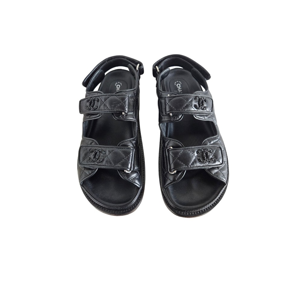 Chanel Black with Black Hardware Dad Woman Sandals
