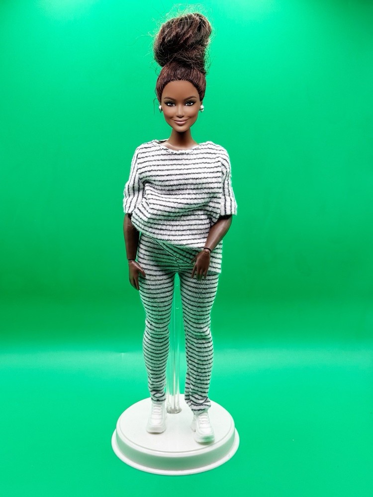 Hand-sewn Black & White Stripe Set For Barbie Doll ( Curvy Doll )